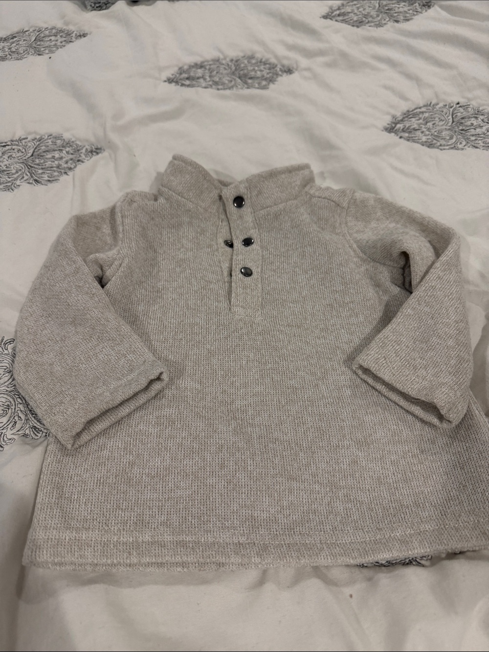 Telluride Original Brand Kids Neutral Beige Button-Placket Knit Pullover Outdoor